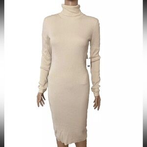 EXPRESS Ribbed Turtleneck Midi Knit Dress XS